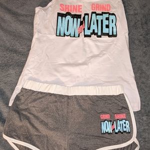 Grind Now, Shine Later lounge short set.